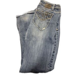 PETROL Distressed Light Blue Bootcut Jeans with Studded Back Pockets